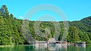 Waterfall and Lake in Plitvice, National Park, beautiful place in Croatia.