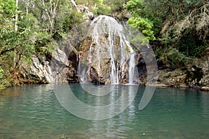 Waterfall and lake photo