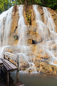 Waterfall landscape view of fresh water flows