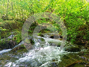 Waterfall. Landskape. Background. River. Nature.