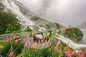 Waterfall Langfoss  Etne, Norway