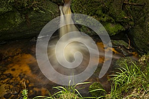 Waterfall on Lesni creek in Sumava national park in spring day