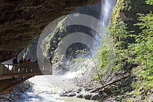 Waterfall in Liechtenstein gorge Liechtensteinklamm in Salzburgerland, Austria