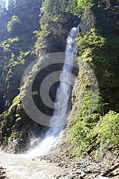 Waterfall in Liechtenstein gorge Liechtensteinklamm in Salzburgerland, Austria