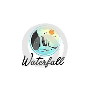The waterfall logo design tamplate photo