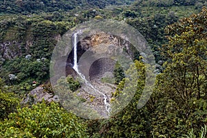 Waterfall Manto de la Novia in Banos, Ecuador photo