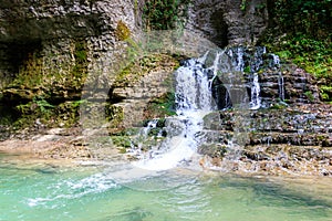 Waterfall in Martvili canyon in Georgia