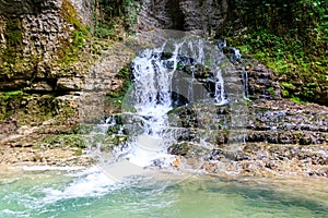 Waterfall in Martvili canyon in Georgia