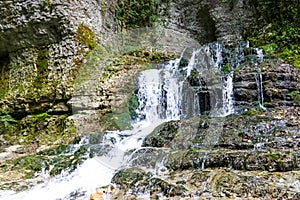 Waterfall in Martvili canyon in Georgia