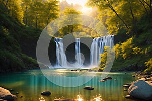 waterfall in the middle forest