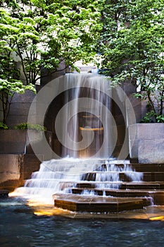 Waterfall in the middle of a fountain in Charlotte North Carolina