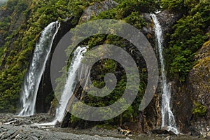 Waterfall in Milford Sound, New Zealand