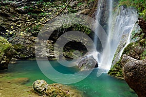 The waterfall at Milopotamos in Kythera, Greece