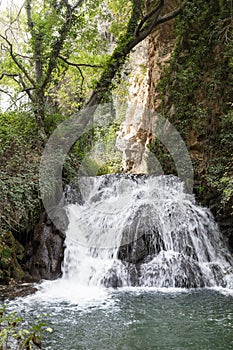 Waterfall at the Monasterio de piedra in Zaragoza, Spain