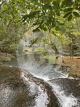 Waterfall at the Monasterio de piedra in Zaragoza, Spain