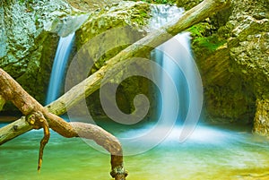 waterfall on the mountain river