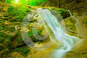 waterfall on the mountain river