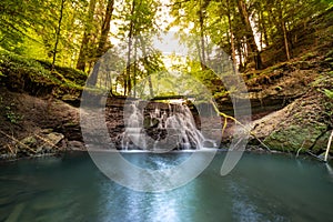 Waterfall at mountain river. cascade