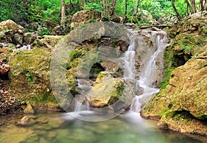 Waterfall. Mountain river.