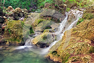 Waterfall. Mountain river.