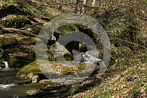 Waterfall on the mountain stream