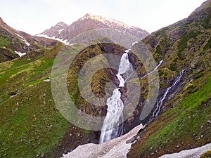 Waterfall in the mountains in the Himachal Pradesh