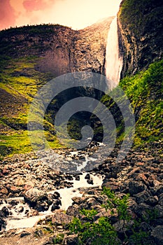 Waterfall in mountains - Norway, Scandinavia