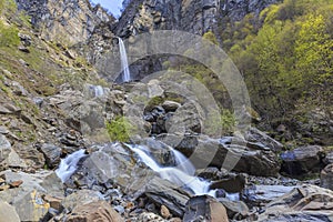 Waterfall Muchug.The highest waterfall in Azerbaijan
