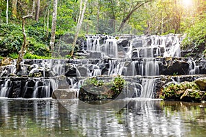 Waterfall in Namtok Samlan National Park. Beautiful nature at Thailand