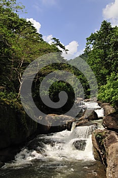 Waterfall in national park Khao Yai in Thailand photo