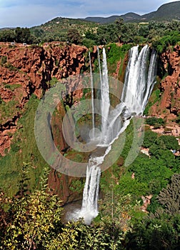The waterfall is a natural monument, protected by UNESCO. Morocco. Africa.