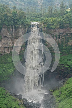 Waterfall nature landscape. Famous tourist attractions and landmarks destination in Icelandic nature landscape. Salto de