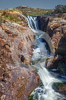 Waterfall near the Amhuinnsuidhe castle, Isle of Harris north, o