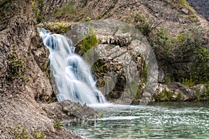 The waterfall near Belovo village in Novosibirsk region