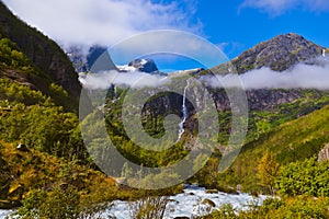 Waterfall near Briksdal glacier - Norway