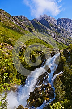Waterfall near Briksdal glacier - Norway