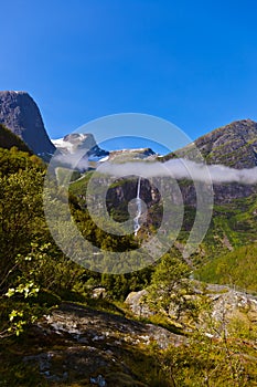 Waterfall near Briksdal glacier - Norway