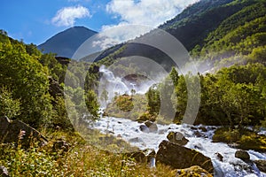 Waterfall near Briksdal glacier - Norway