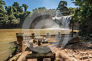 Waterfall near Castle in Paronella Park in Queensland, Australia