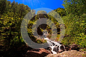 Waterfall near the Charming Sonogno village in Ticino, Switzerland