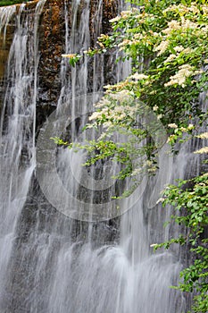 Waterfall near a historic mill