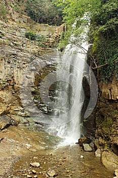 Waterfall near Narikala fortress and botanical garden in Tbilisi