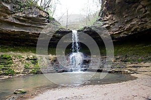 Waterfall near the rock monastery Saharna village, Republic of M