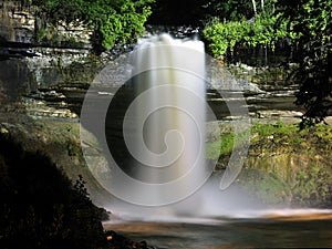 Waterfall at night