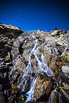 Waterfall at night