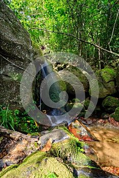 Waterfall in Nosy Mangabe, Madagascar wilderness