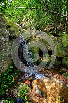 Waterfall in Nosy Mangabe, Madagascar wilderness