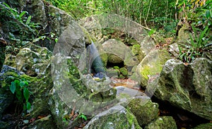 Waterfall in Nosy Mangabe, Madagascar wilderness