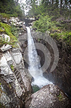 Waterfall Obrovsky vodopad in High Tatras, Slovakia