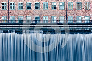 Waterfall in the old industrial area in Norrkoping, Sweden